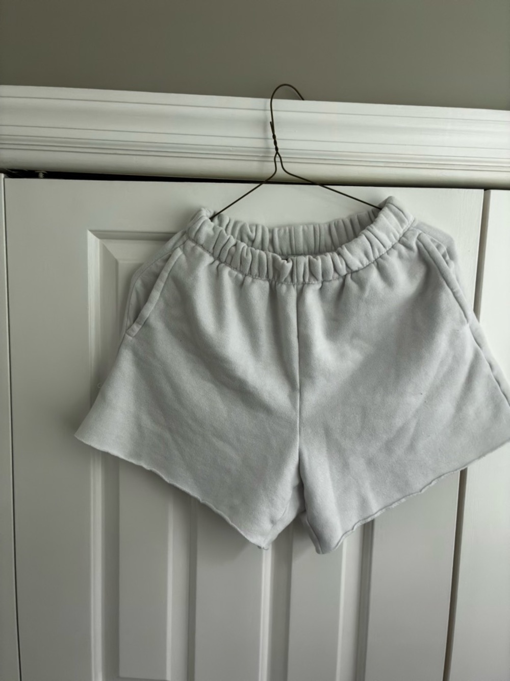 aerie White Elastic-Waist Athletic Lounge Shorts